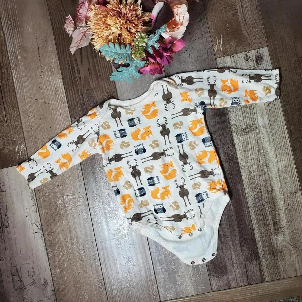 HB Hudson Baby Cotton Long Sleeve One Piece Bodysuit Size 24m Cream Orange NWOT - Picture 8 of 10